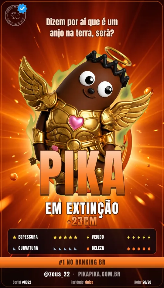 Exemplo de card: Pika Em Extinção, com selo, espécie e posição no ranking